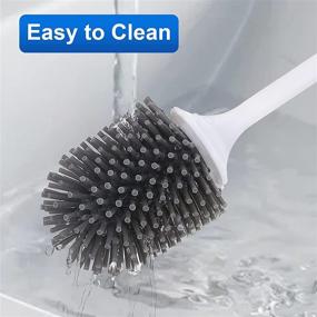 img 1 attached to MOHOO Silicone Toilet Brush Set - 2 Brushes, 1 Bowl, Effective Bathroom Toilet Cleaner