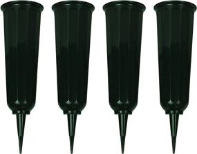 img 4 attached to 🏺 Set of 4 Green Cemetery Vases by Black Duck Brand - 9.75"x3" with Stake - Turf-Blending Green Color