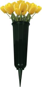 img 2 attached to 🏺 Set of 4 Green Cemetery Vases by Black Duck Brand - 9.75"x3" with Stake - Turf-Blending Green Color