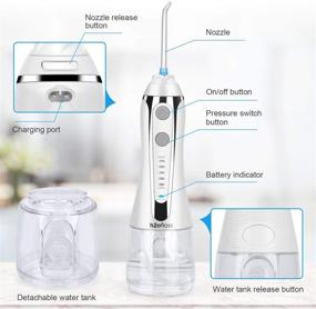 img 2 attached to 🚿 H2ofloss Cordless Water Dental Flosser - Portable Oral Irrigator for Teeth, Braces | Rechargeable, IPX7 Waterproof Teeth Cleaner for Home & Travel