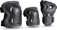 jbm kids protective gear set - knee & elbow pads with wrist guards, adjustable straps for roller skating, cycling, bmx biking, skateboarding, inline skating, scooter riding & sports logo