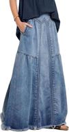 👗 stylish & versatile: chartou women's retro maxi denim skirt with pockets logo