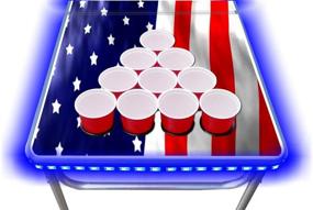 img 2 attached to 🎉 Customizable 8-Foot PartyPong Table with Cup Holes, LED Lights, Dry Erase Surface & Graphic - Select Your Preferred Model