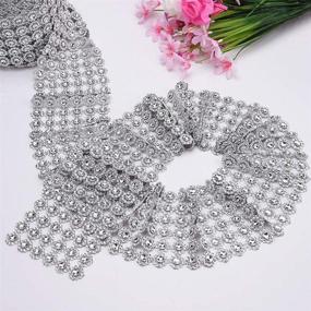 img 2 attached to Shukii 60 Yards Rhinestone Crystal Ribbon Faux Diamond Ribbon 🎀 Wrap Silver Flower Mesh Wrap Roll 4 Inches X 10 Yards (Silver)