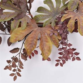 img 2 attached to 🍂 Cloris Art Fall Wreath: 22-24 Inch Aralia Leaves Farmhouse Door Decor