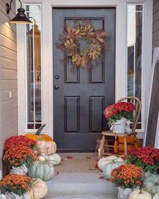 img 3 attached to 🍂 Cloris Art Fall Wreath: 22-24 Inch Aralia Leaves Farmhouse Door Decor