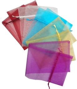 img 1 attached to Ankirol 20pcs Sheer Organza Wine Bags: Reusable Bottle Wrap Dresses for Festive 🍾 Packaging, Baby Shower, Wedding Favors, Samples and Display - 5.5x14.5 inch with Drawstring Pouches (Multi)