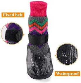 img 2 attached to 🧦 Riccioofy Dog Socks: Anti-Slip Paw Protectors for Dogs and Cats - Waterproof, Traction Control, 4 Pack