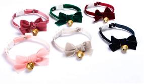 img 2 attached to 🐱 MOUISITON Velvet Bow Safety Cat Collars with Bell, Adjustable Kitten Collar in Classic Color Collection