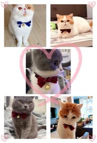 img 1 attached to 🐱 MOUISITON Velvet Bow Safety Cat Collars with Bell, Adjustable Kitten Collar in Classic Color Collection