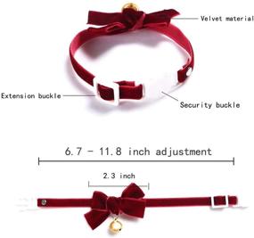 img 3 attached to 🐱 MOUISITON Velvet Bow Safety Cat Collars with Bell, Adjustable Kitten Collar in Classic Color Collection