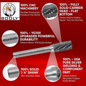 img 2 attached to BOOLY Deluxe 10-Piece Double CNC Cut Tungsten Carbide Rotary Burr Set - High-Quality Drill & Die Grinder Bits for Metal and Wood - 1/4 Shank Size - Bonus Stripped Screw Removal Tool Kit Included