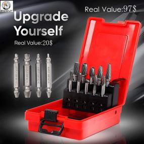 img 3 attached to BOOLY Deluxe 10-Piece Double CNC Cut Tungsten Carbide Rotary Burr Set - High-Quality Drill & Die Grinder Bits for Metal and Wood - 1/4 Shank Size - Bonus Stripped Screw Removal Tool Kit Included