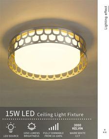 img 3 attached to 💡 FOITTON 12 Inch LED Flush Mount Ceiling Light, Brushed Nickel Finish, 15W 1100 Lumens 3000K Warm White, Close-to-Ceiling Fixture for Kitchen, Hallway, Bedrooms, Stairways