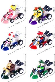 img 1 attached to 🏎️ Набор из 6 мини-автомобилей Mini Mario Kart Pull Back Cars - фигурки игрушек для торта 2" - идеально подходит для украшения и обеспечения детского дня рождения.