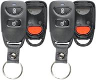 pack of 2 keylessoption key fob cases with leather strap for hyundai kia - complete shell, button pad, and cover logo