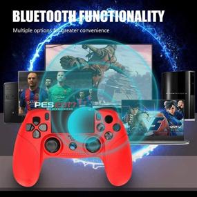 img 1 attached to 🎮 TUTUO Wireless Controller for PS4 - Bluetooth Gamepad with Speaker, Gyro, Vibration, Audio Function - Remote Joystick supporting PS4/PS4 Pro/PS4 Slim/PS3 (Red)