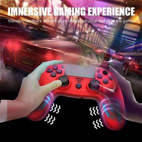 img 2 attached to 🎮 TUTUO Wireless Controller for PS4 - Bluetooth Gamepad with Speaker, Gyro, Vibration, Audio Function - Remote Joystick supporting PS4/PS4 Pro/PS4 Slim/PS3 (Red)
