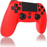🎮 tutuo wireless controller for ps4 - bluetooth gamepad with speaker, gyro, vibration, audio function - remote joystick supporting ps4/ps4 pro/ps4 slim/ps3 (red) logo