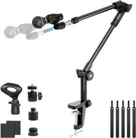 img 4 attached to 34in Extendable Boom Arm Mic Stand with Ball 🎙️ Head, Clip Holder - Blue Yeti Nano & Other Mics