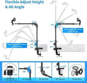 img 2 attached to 34in Extendable Boom Arm Mic Stand with Ball 🎙️ Head, Clip Holder - Blue Yeti Nano & Other Mics