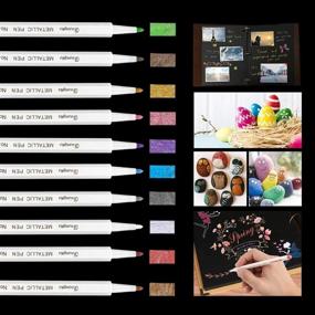 img 4 attached to Яркие металлические маркеры: идеально подходят для черной и коричневой бумаги, скрапбукинга, рок-покраски искусством, деревянных ремесел, изготовления открыток, стекла - набор из 10 цветов.