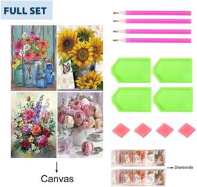 img 3 attached to 🖼️ Enhance Home Decor with 4 Pack DIY 5D Diamond Painting Kit - Round Full Drill Diamond Arts Kit for Adults, Beginners, and Kids