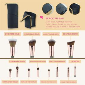 img 2 attached to Anmor 12Pcs Premium Synthetic Makeup Brushes Set with Unique Design and Brush Bag - Perfect for Foundation, Face Powder, Blush, and Eyeshadow