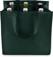 🍷 true seating 6 bag with divider: non-woven 100 gsm, customizable wine bottle carrier, green логотип