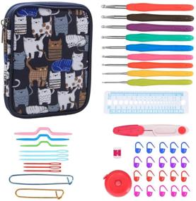 img 4 attached to Teamoy Crochet Hooks Set - 9 Pieces Ergonomic Crochet Hooks with Case and Crochet Accessories, Ideal for Arthritis Relief, Cat Blue Color