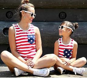 img 2 attached to 4th of July Mommy and Me American Flag Star Striped Sleeveless Tank Tops Blouse by UNIQUEONE