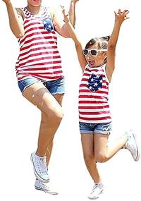 img 4 attached to 4th of July Mommy and Me American Flag Star Striped Sleeveless Tank Tops Blouse by UNIQUEONE