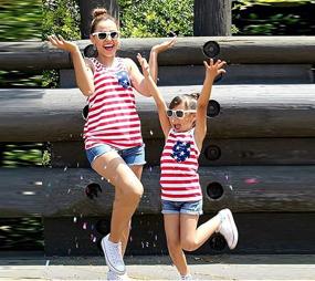 img 3 attached to 4th of July Mommy and Me American Flag Star Striped Sleeveless Tank Tops Blouse by UNIQUEONE