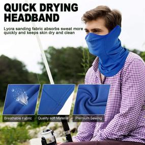 img 1 attached to 🌞 Outdoor Activity Sun Dust Face Scarf Mask with Drawstring, Earmuffs, and MCTipro Soft Fleece Neck Gaiter