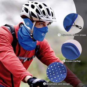 img 3 attached to 🌞 Outdoor Activity Sun Dust Face Scarf Mask with Drawstring, Earmuffs, and MCTipro Soft Fleece Neck Gaiter