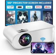 📽️ yaber v2 portable wifi mini projector with 7500 lumens, 1080p full hd support, 300-inch screen & wireless mirroring for ios/android/tv stick/ps4/pc - includes projector screen - ideal for home & outdoor use (white) logo