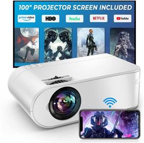 img 4 attached to 📽️ YABER V2 Portable WiFi Mini Projector with 7500 Lumens, 1080P Full HD Support, 300-inch Screen & Wireless Mirroring for iOS/Android/TV Stick/PS4/PC - Includes Projector Screen - Ideal for Home & Outdoor Use (White)