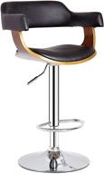 🪑 ac pacific contemporary hydraulic lift adjustable swivel barstool: padded armrests, seat and back, 24"-32" height, wood finish logo