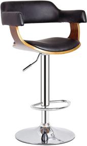 img 4 attached to 🪑 AC Pacific Contemporary Hydraulic Lift Adjustable Swivel Barstool: Padded Armrests, Seat and Back, 24"-32" Height, Wood Finish