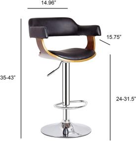 img 3 attached to 🪑 AC Pacific Contemporary Hydraulic Lift Adjustable Swivel Barstool: Padded Armrests, Seat and Back, 24"-32" Height, Wood Finish