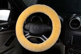 img 2 attached to 🐑 Andalus Australian Sheepskin Wool Steering Wheel Cover - Universal 15 Inch Steering Wheel Accessories - Eco-friendly Car Wheel Cover - Car Accessories for Women & Men (Beige)