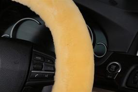 img 1 attached to 🐑 Andalus Australian Sheepskin Wool Steering Wheel Cover - Universal 15 Inch Steering Wheel Accessories - Eco-friendly Car Wheel Cover - Car Accessories for Women & Men (Beige)