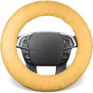 🐑 andalus australian sheepskin wool steering wheel cover - universal 15 inch steering wheel accessories - eco-friendly car wheel cover - car accessories for women & men (beige) logo