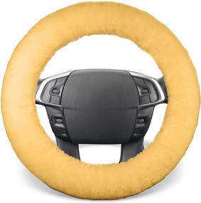img 3 attached to 🐑 Andalus Australian Sheepskin Wool Steering Wheel Cover - Universal 15 Inch Steering Wheel Accessories - Eco-friendly Car Wheel Cover - Car Accessories for Women & Men (Beige)