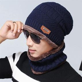 img 3 attached to 🧣 Stylish Knit Skull Cap & Scarf Set - Warm Winter Beanie Hat for Men and Women