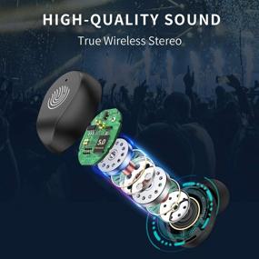 img 1 attached to 🎧 Беспроводные наушники URUNIQ, Bluetooth 5.0, с HD HiFi стерео, микрофоном CVC8.0, дисплеем с LED-подсветкой, влагозащитой, для iPhone Android, спорта и бизнеса (чёрные)