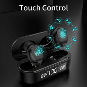 img 2 attached to 🎧 URUNIQ Wireless Earbuds, Bluetooth 5.0 Headphones with HD HiFi Stereo, CVC8.0 Mic, LED Display, Sweatproof, for iPhone Android, Sports & Business (Black)