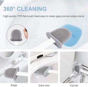 img 1 attached to 🧹 Hisoutenu 2-Pack Silicone Toilet Brushes and Holder Set for Deep Bathroom Cleaning – Quick Drying, Wall Mounted Design, Soft Bristles – No-Slip Ergonomic Plastic Handle with Household Gloves & Cleaning Cloth