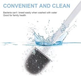 img 3 attached to 🧹 Hisoutenu 2-Pack Silicone Toilet Brushes and Holder Set for Deep Bathroom Cleaning – Quick Drying, Wall Mounted Design, Soft Bristles – No-Slip Ergonomic Plastic Handle with Household Gloves & Cleaning Cloth