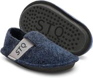 👣 dark grey stq kids toddler classic slippers: cozy slip-on house shoes for boys and girls, size 4 logo